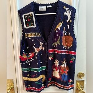 Erika Hand Knit Holiday Sweater Vest Halloween- Thanksgiving - Xmas - New Years